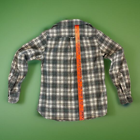Pendelton 100% Pure Virgin Wool Plaid Flannel USA‎ Sz P Archives 1966 Green Gray - Picture 7 of 8